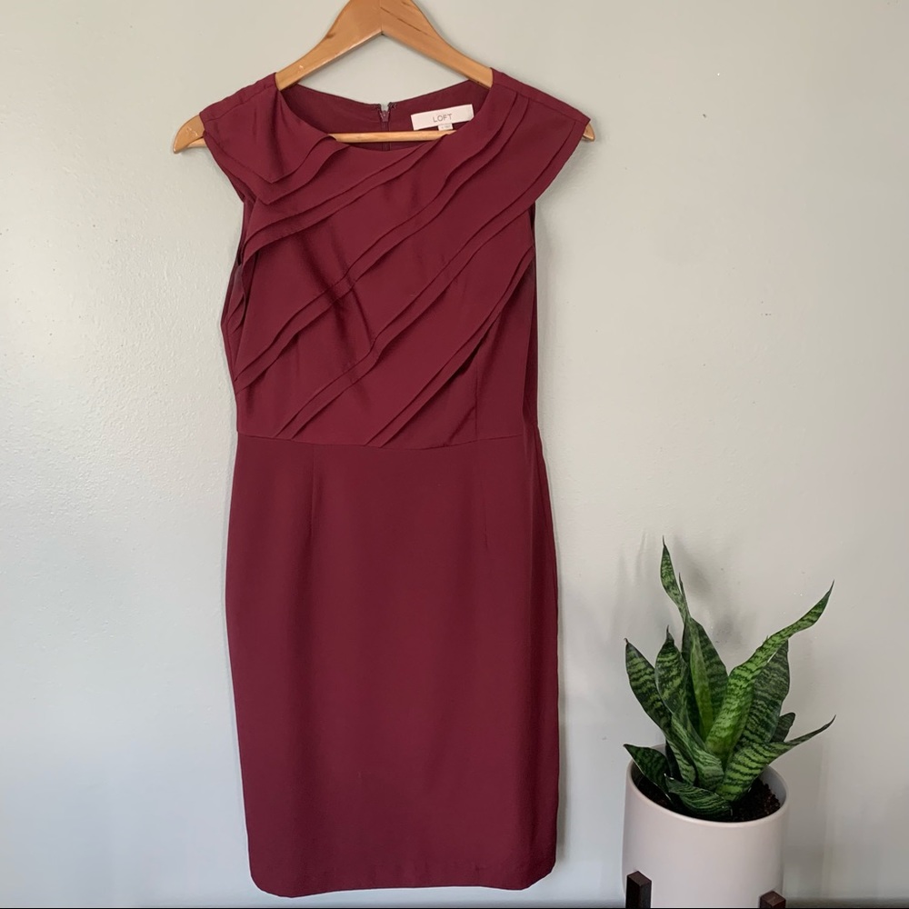 LOFT Burgundy Sleeveless Dress
